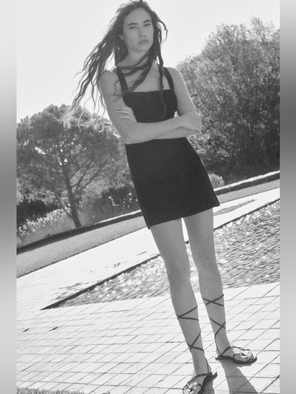 Zara Black Mini Dress with Tie Back Abercrombie Gap Madewell Free People Dissh